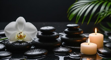 Serene Zen Garden with Orchid Stones and Candles for Ultimate Relaxation