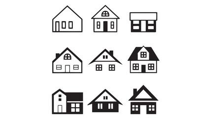 Black House Silhouette Vector Set