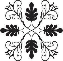 Elegant Floral Ornament: A symmetrical floral ornament, presented in a minimalist and sophisticated style, featuring intricate leaf and branch motifs with a timeless design.