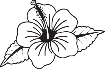 Hibiscus's Grace: Intricate lines and delicate petals capture the elegance of a hibiscus flower, a symbol of beauty and tropical charm, rendered in a pristine, graphic style.