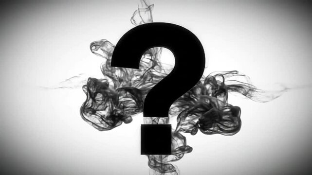 In a white void, a cloud of black ink or colored fluid hangs in the air. It's not random; it behaves with intelligence. It morphs to form complex geometric patterns, then a question mark, then perhaps