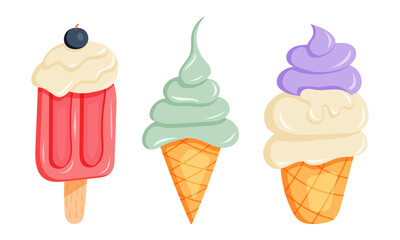 Explore a variety of delicious ice cream options including popsicles, soft serve, and cones