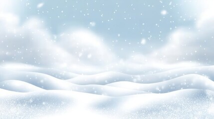 Snowy landscape, gentle snowfall, winter background, holiday design