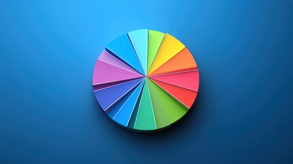 Fototapeta premium Colorful pie chart data analysis on blue background