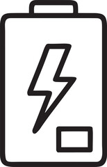Energy Icon: A minimalist illustration of a battery with a bold lightning bolt, representing power, energy, and technological efficiency.