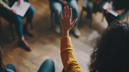 Woman Sharing in Group Therapy Session