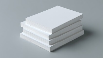 Stack of blank white books on gray background