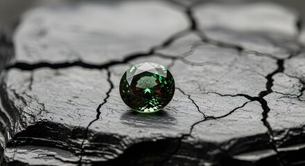 Macro Alexandrite Gemstone Color Shift Round on Ebony Wood Surface