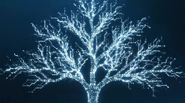 Business Growth and Technology Network Concept, Digital Seed Growing into a Data Tree, Seamless Loop Animation, AI Generated