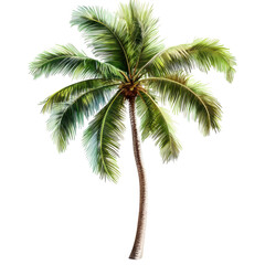 Obraz premium Lush Green Palm Tree Tropical Paradise Vacation Relaxation Island Getaway isolated on a transparent background