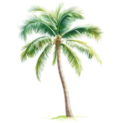 Tall Palm Tree Tropical Vacation Paradise Island Green Leaves Summer Sun isolated on a transparent background