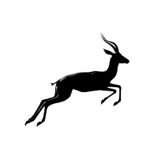 Obraz premium Silhouette of gazelle sprinting in dynamic leap with limbs stretched, isolated on transparent background