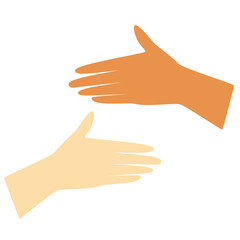 Two Different Skin Tones Hand Reaching Out Illustration