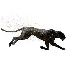 Fototapeta premium Silhouette of jungle predator mid-pounce isolated on transparent background