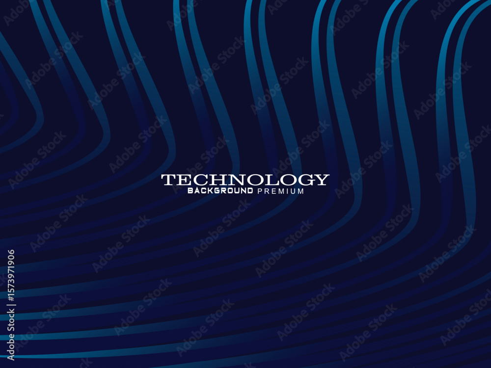 Fototapete futuristic abstract technology shining gradient blue light lines on modern line pattern blue backgro