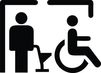 Accessibility Icon: This stark, black-and-white icon communicates the availability of accessible facilities, clearly signaling inclusivity. A universal symbol.