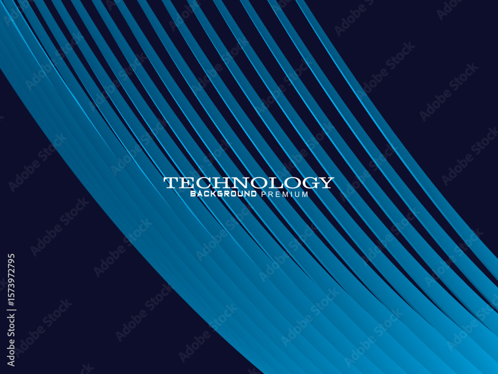 Fototapete futuristic abstract technology shining gradient blue light lines on modern line pattern blue backgro
