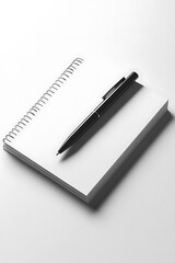 Blank Notebook  Pen on Desk.