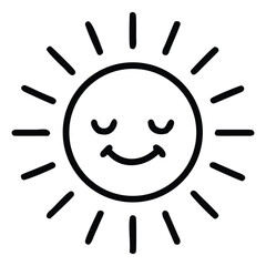 Smiling sun illustration depicting happiness and joy in simple black and white style