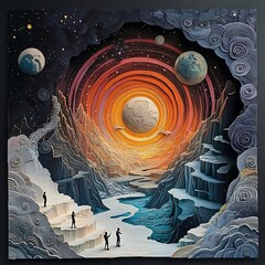 Cosmic Landscape Paper Art.
