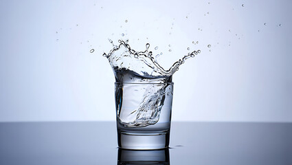 Water Splash in Glass: Clean, Refreshing, Dynamic Studio Shot
