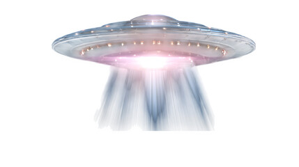 UFO with Beam of Light, isolated on transparent background