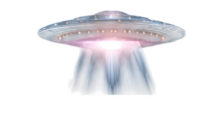 UFO with Beam of Light, isolated on transparent background