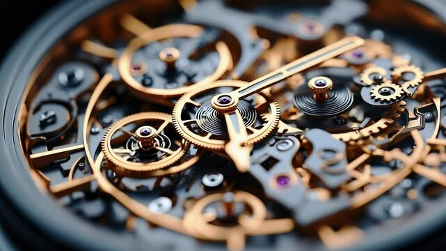 A close up of a watch with a black background