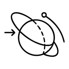 Vector illustration of a geometric concept with arrow and orbital lines on white background