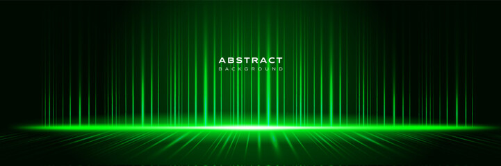 Studio green background, stage, show, curtain, performance, laser light effects, perspective, neon, futuristic, product, banner, website, cover, presentation, vector