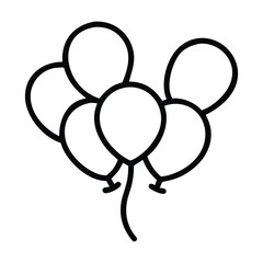 Vector illustration of a simple outlined bunch of party balloons floating upwards