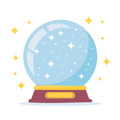 Cute crystal ball flat vector