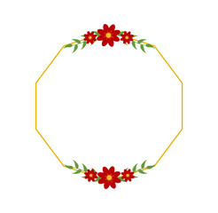 Floral Frame Design with Decorative Flowers and Leaves