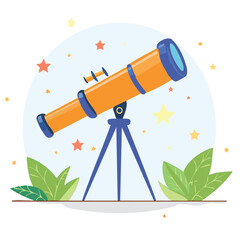 Cute telescope flat vector
