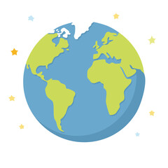 Obraz premium Cute globe flat vector