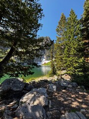 Bloomington Lake in Paris Idaho next to Bear Lake, alpine mountain lake in summer