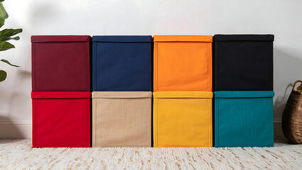 Colorful Fabric Storage Cubes: Modern Home Organization Solution.