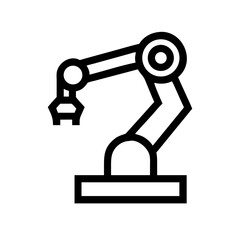 Industrial Robotic Arm Icon – Flat and Outline Automation Symbol