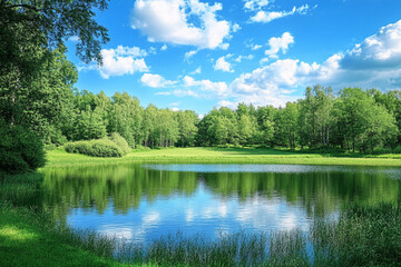 Obraz premium lake in the forest