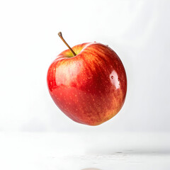 flying apple on white background