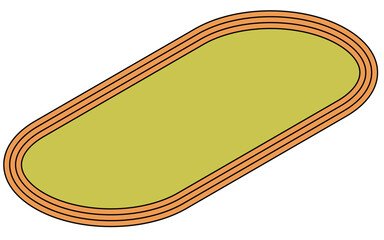陸上トラック（400メートル）のシンプルな線画のアイソメトリックイラスト