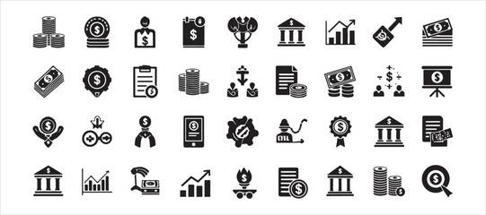 outline icons representing various roles in the business and financial sectors.