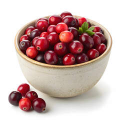 cranberry bowl on white background