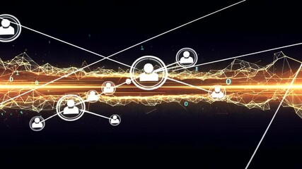 Dynamic network connections with data stream, represents social media and technology - Powered by Adobe