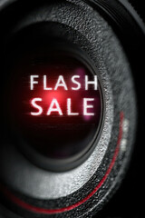 Flash sale advertisement display on dark camera lens