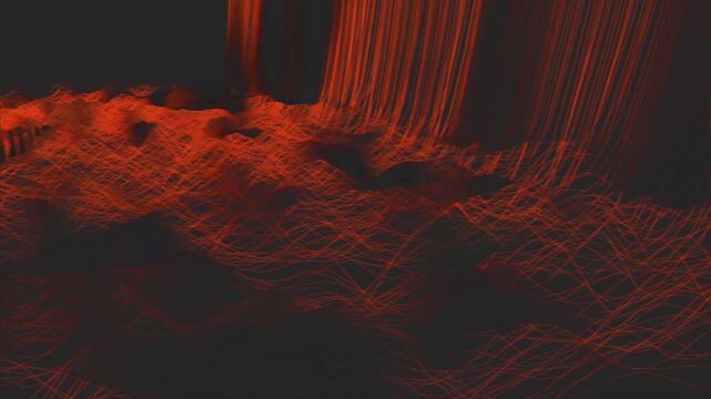 Abstract orange lines form a soft corner where black shadows flow&mdash;minimal, poetic visual loop for ambient sets and digital spaces.