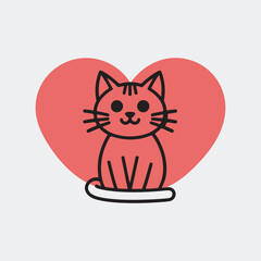 Cute Red Cat Sitting Inside a Pink Heart kitten feline cat day vibes