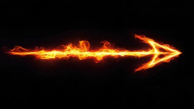 Fiery arrow on black background