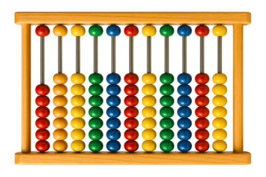 Colorful wooden abacus for learning and counting on a transparent background