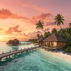Fototapeta premium swimming pool at sunset in thailand